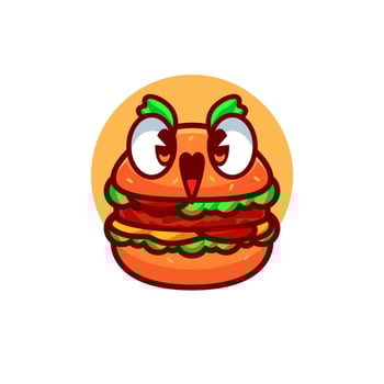 Happy Burger logo design template with cute details vector