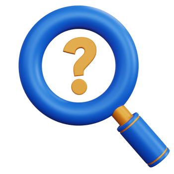 3d rendering magnifying glass with question mark icon symbol isolated png