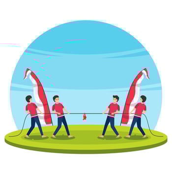 tarik tambang - translate tug of war competition on indonesia independence day vector