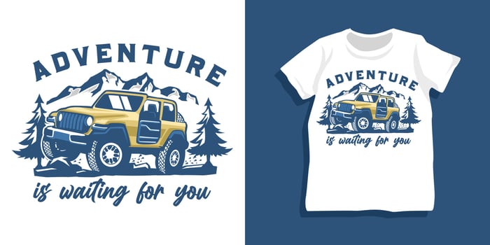 Offroad car and mountain tshirt design vector