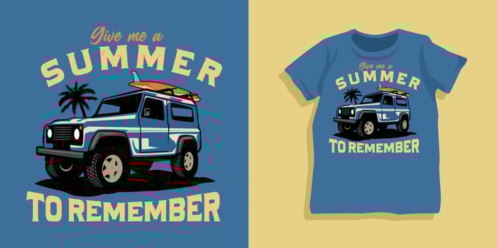 Surf and offroad car tshirt design vector
