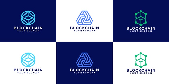 blockchain technology abstract logo design collection vector