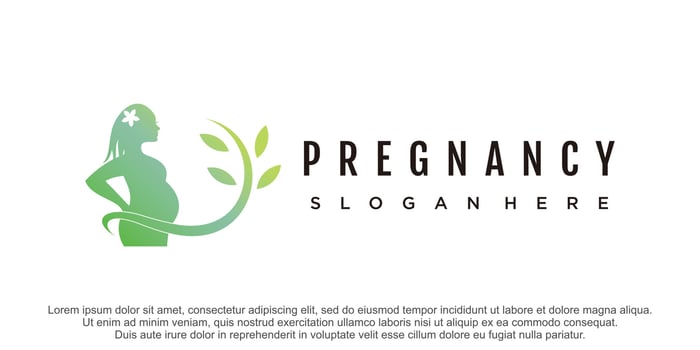 Women pregnant logo design witn nature concept premium vector