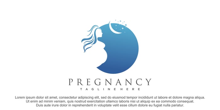 Pregnant women logo with moon star element premium vector