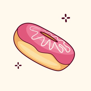 Vector graphic illustration of donut with melted sweet and delicious jam