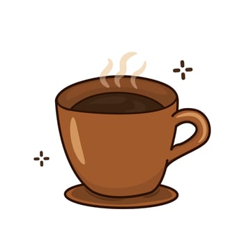 Vector graphics of hot coffee cup isolated on white background