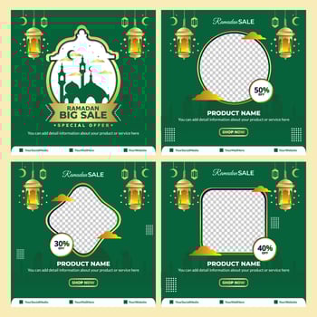 Islamic ramadan kareem sale social media post template vector