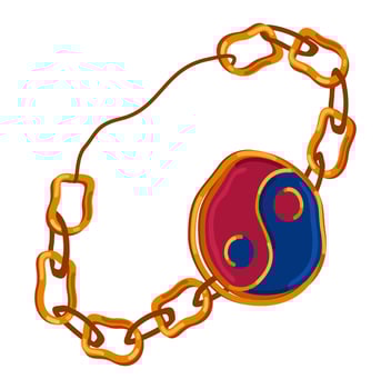 Vector isolated illustration of female bracelet. Yin Yang.