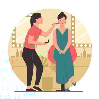 Make Up Artist Applying Cosmetics on Woman Face vector