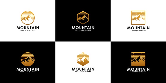 set of the peak of the mountains logo vector