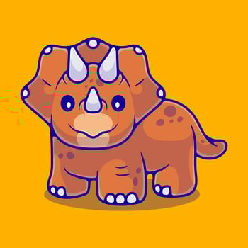 cute triceratops dinosaur illustration suitable for mascot sticker and t-shirt design vector
