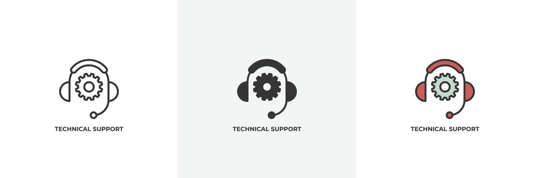 technical support icon. Line, solid and filled outline colorful version, outline and filled vector sign. Idea Symbol, logo illustration. Vector graphics