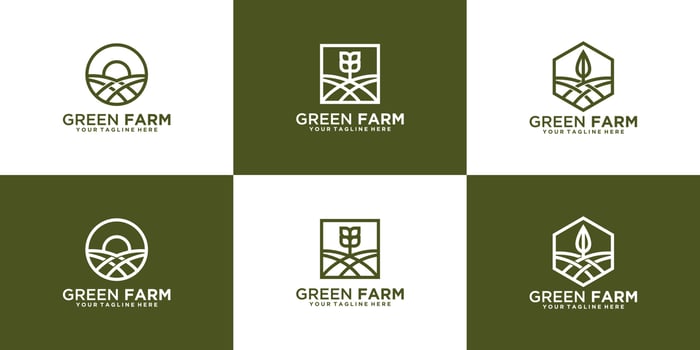 farm creative logo set with line art style vector