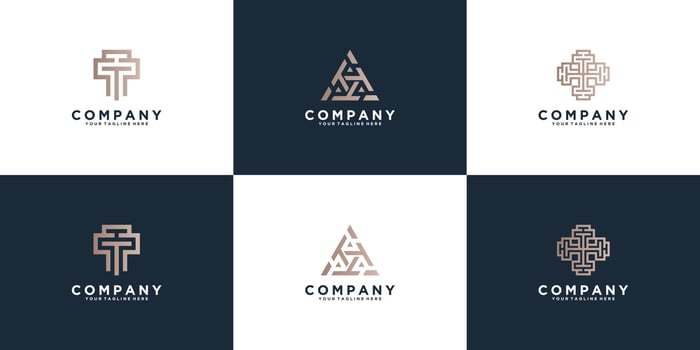 set of  Triple T letter Logo design template vector