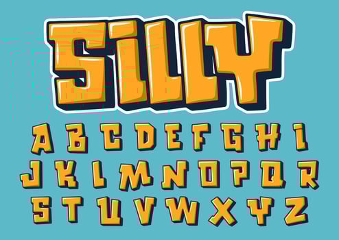 Alphabet Strictly Cute Graffiti Cartoon vector Illustration