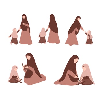 Muslim Mother and Daughter vector