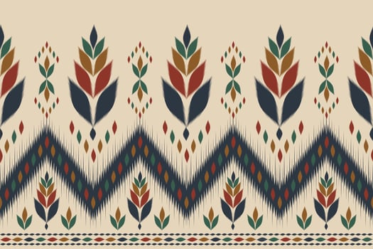 Abstract ikat pattern in tribal. Ethnic oriental style. Design for background, illustration, wrapping, clothing, batik, fabric, carpet, embroidery. vector