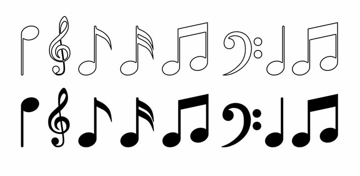 collection of music notes vector isolated on white background