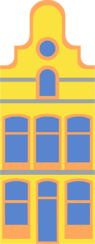 Colorful classic row houses collection front elevation view. png