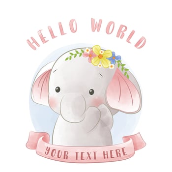 Cute Elephant girl with flower baby shower vector