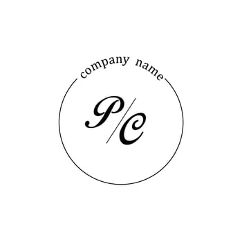 Initial PC logo monogram letter minimalist vector