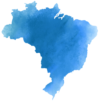 Colorful watercolor Brazil map on transparent background. png