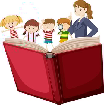 People with opened book vector