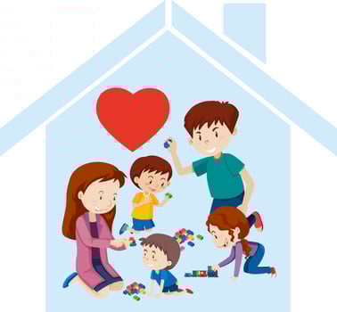 Happy family home icon vector