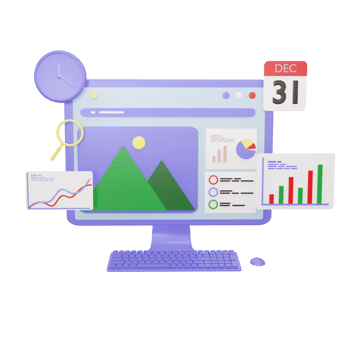 3d computer desktop screen with SEO. Search engine optimization concept png