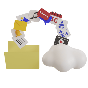 3d cloud with computer, laptop and mobile phone application files, data backup concept png