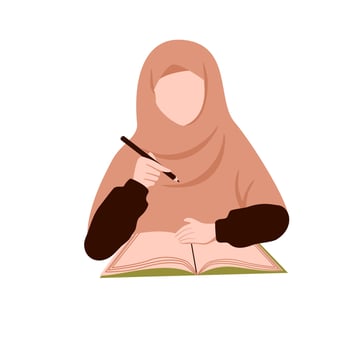 Muslimah study and write illustration vector