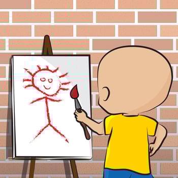 Kid Painting On A Canvas vector