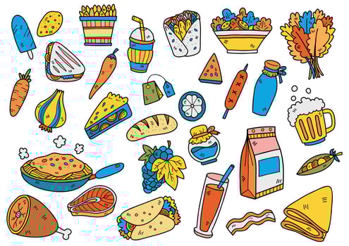 food doodle objects vector illustration for banner