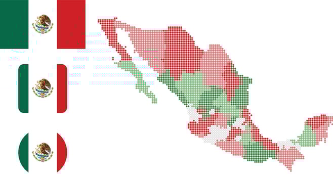 Mexico map. and flag. flat icon symbol vector illustration