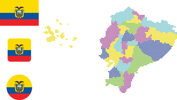Ecuador map. and flag. flat icon symbol vector illustration