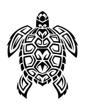 Sea turtle in Maori tattoo tribal style. Black and white sketch or logo. vector