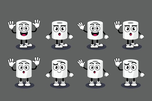 Illustration vector graphic cartoon character of Cute mascot toilet tissue with pose. Suitable for children book illustration and element design.