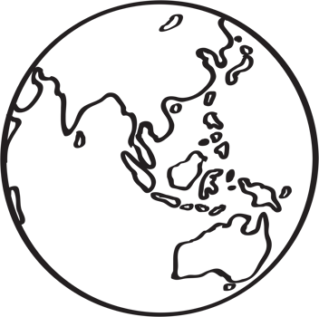 Freehand drawing world map sketch on globe. png