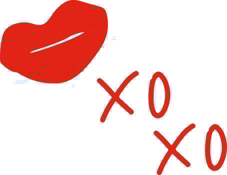 lips and kisses icon, sticker. hand drawn doodle. red. love, valentines day wedding vector
