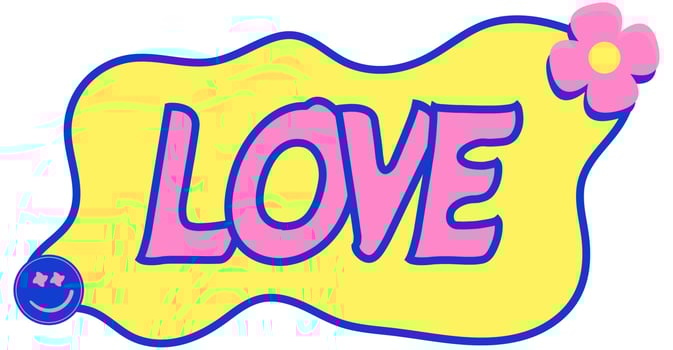 70s stickers pink of love for social media contents, carousel and video sticks vector
