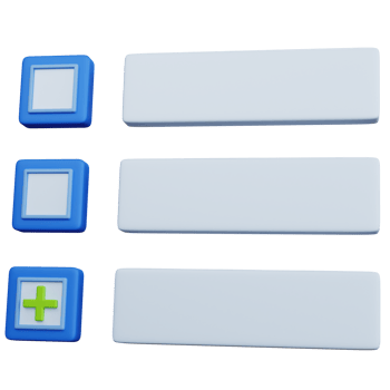 3d rendering blue check list with mark add isolated png