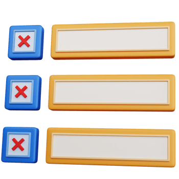 3d rendering blue check list with cross mark isolated png