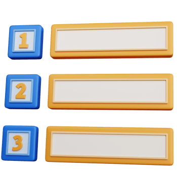 3d rendering blue check list with numbers isolated png