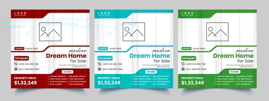 Real Estate Social Media fully editable Post Template, Home Sale Social Media Promotional banner design vector