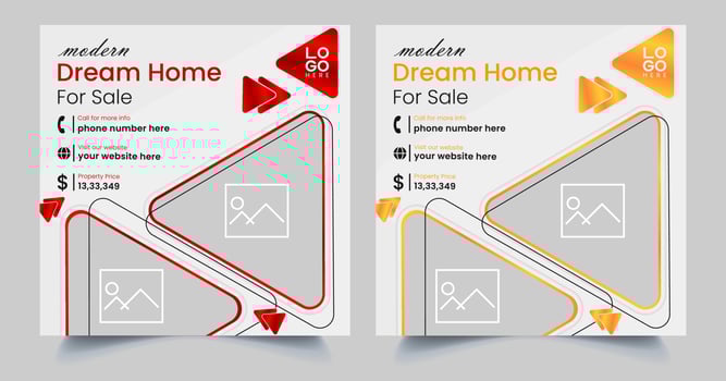 Real Estate Social Media fully editable Post Template, Home Sale Social Media Promotional banner design vector