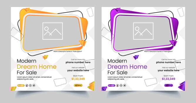 Real Estate Social Media fully editable Post Template, Home Sale Social Media Promotional banner design vector