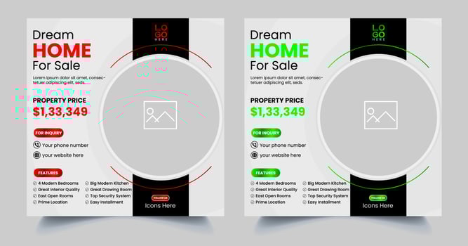 Real Estate Social Media fully editable Post Template, Home Sale Social Media Promotional banner design vector