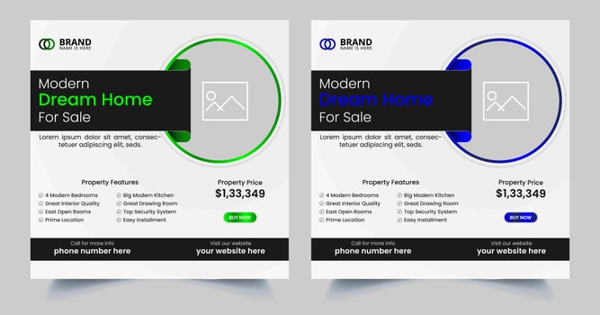 Real Estate Social Media fully editable Post Template, Home Sale Social Media Promotional banner design vector