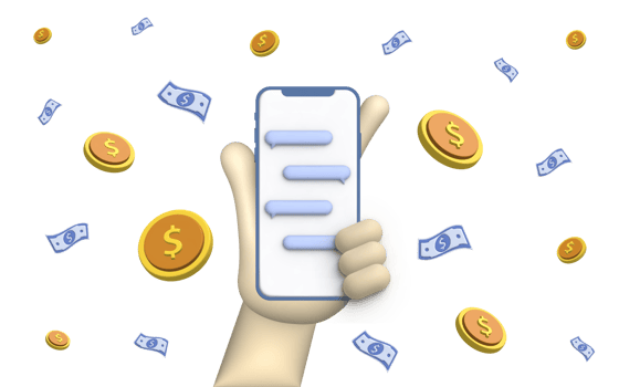 3D Illustration of financial and payment concept with smartphone, money, coin and credit card. png