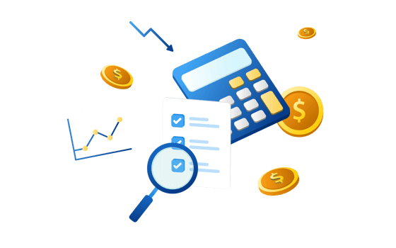 Financial and payment concept with calculator, money, coin and credit card. png